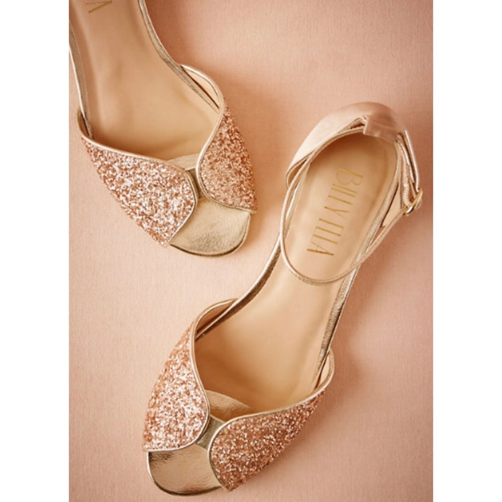 NWT Billy Ella BHLDN Jeni 9.5 Gold Glitter Wedding